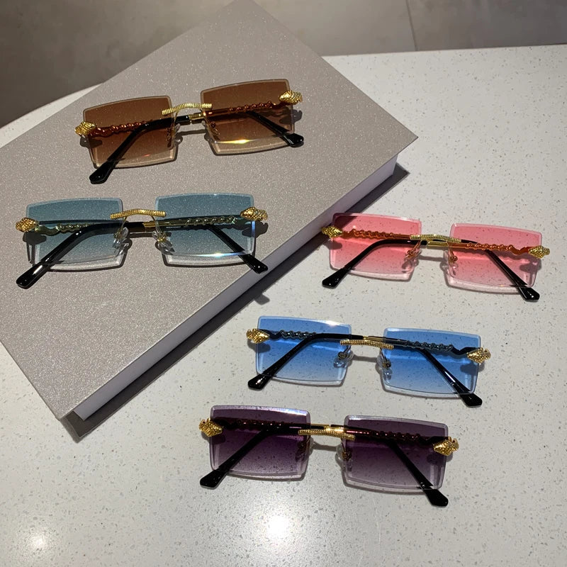 Rectangular Rimless Snake-Twist Shades