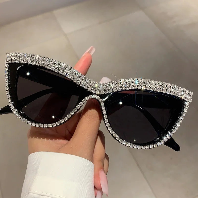 Óculos Tons luxuosos de Strass CatEye