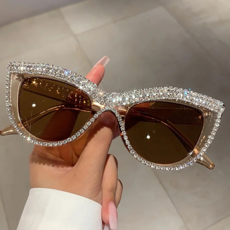 Óculos Tons luxuosos de Strass CatEye