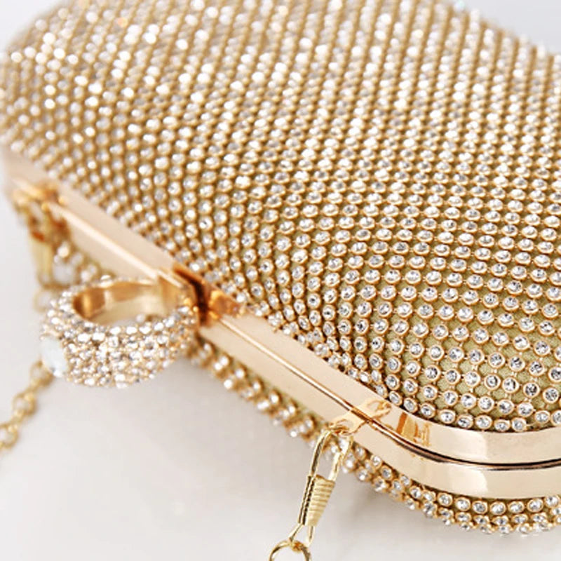 Bolsa Transversal Dourada Clutch de Diamante - Bolsas de Luxo Designer