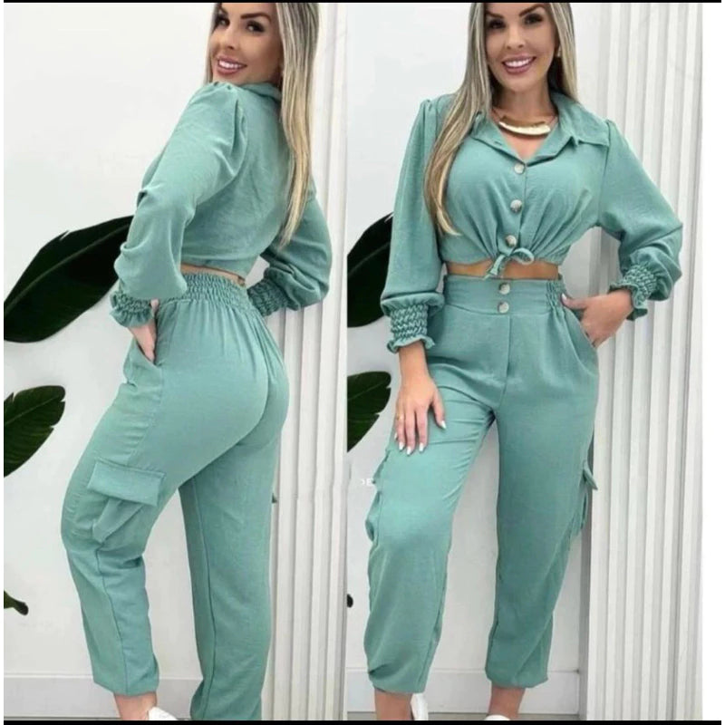 Conjunto Cropped e Calça Jogger Elizabete