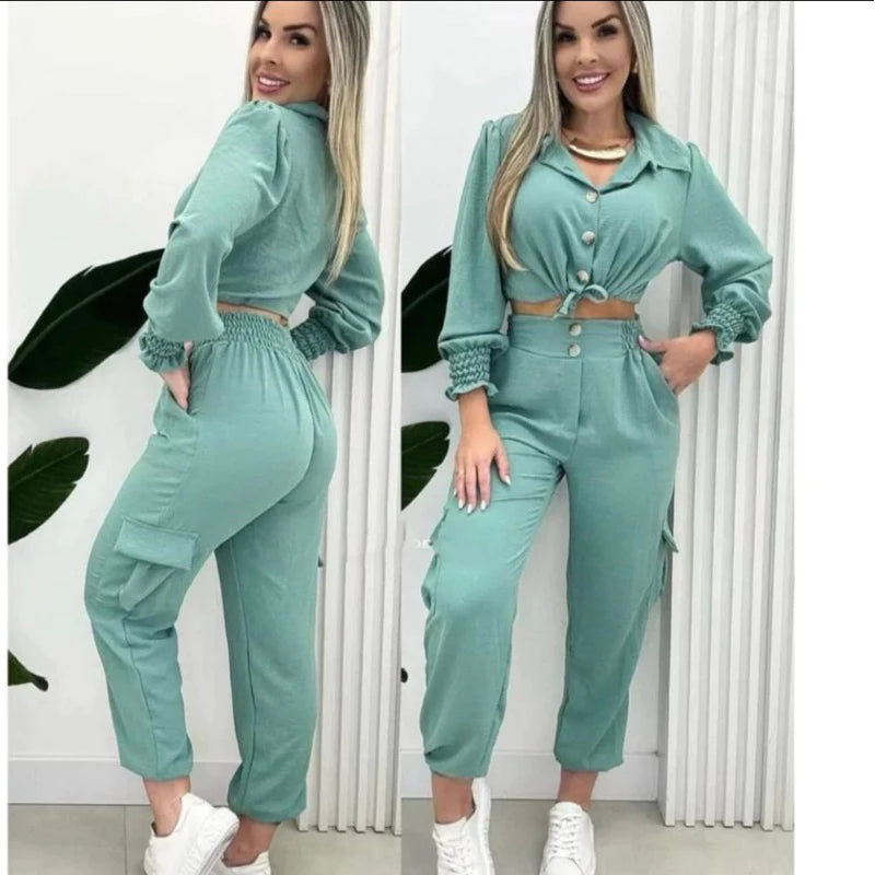 Conjunto Cropped e Calça Jogger Elizabete